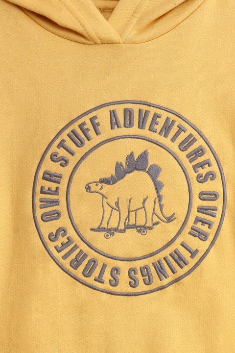 Boys Branded Pullover Hoodie - Mustard