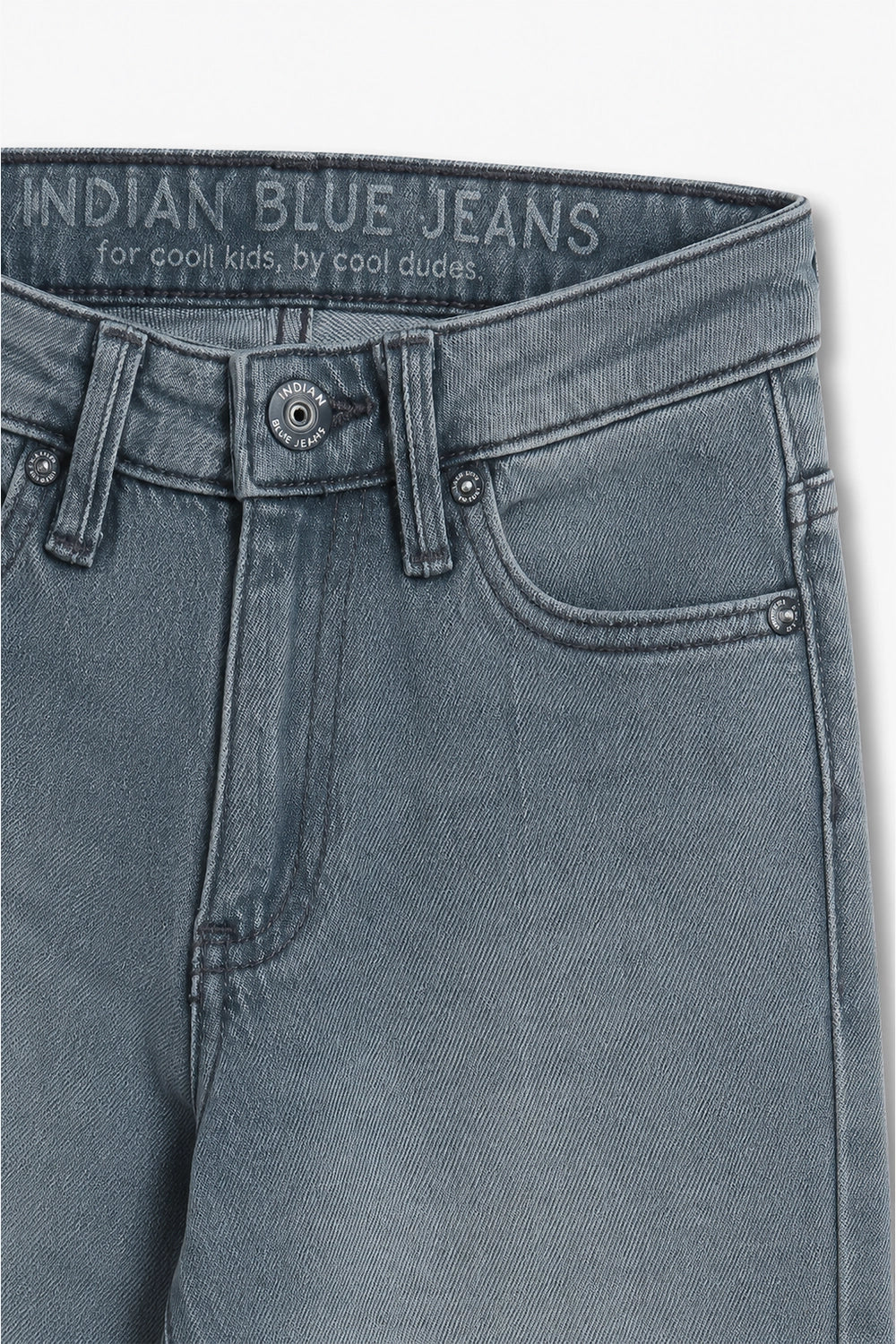 Boy Branded Straight fit Denim Pant - GREY