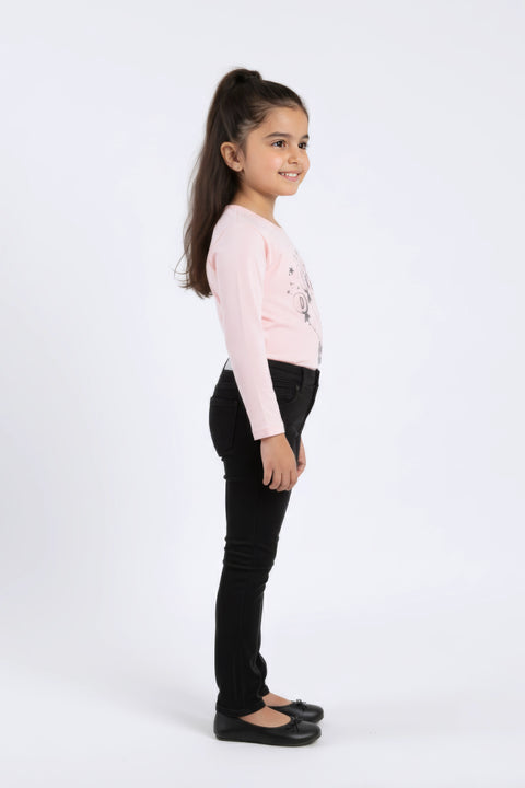 Girls Branded Graphic T-Shirt F/S - Peach