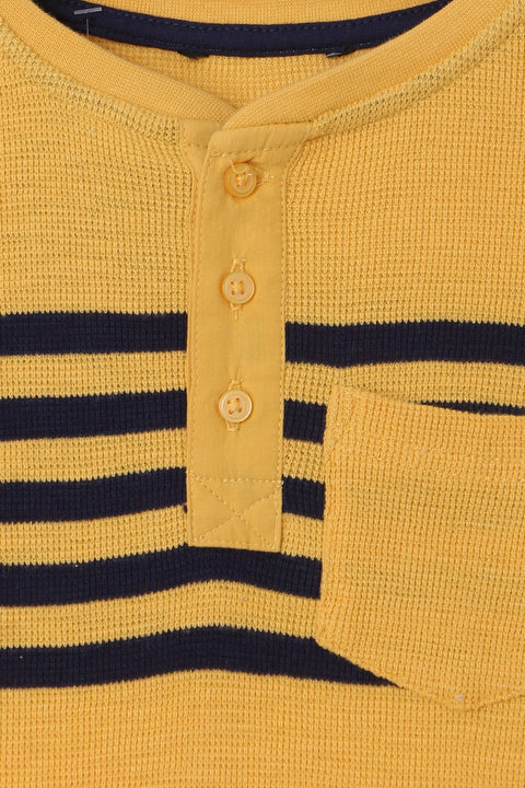 Boy Branded Stripes Tee F/S - Yellow