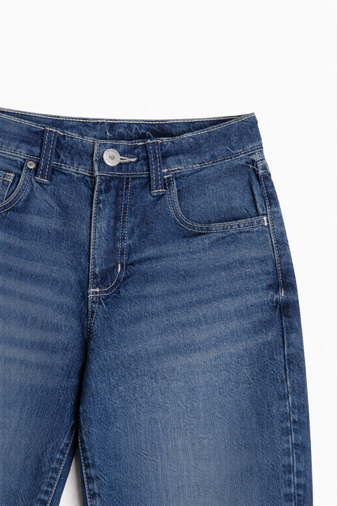 Girls Branded Straight Fit Denim Pant - D/Blue