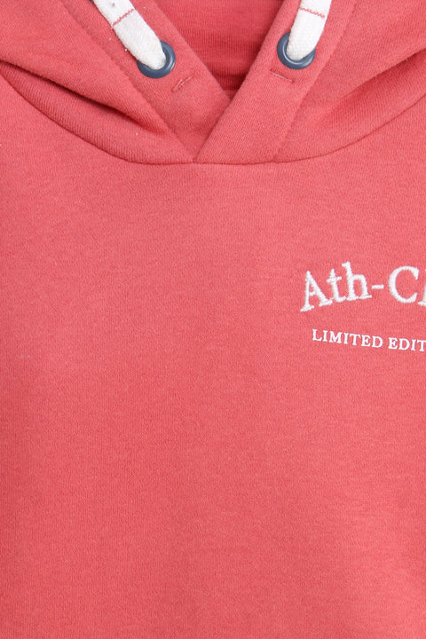 Boys Branded Pullover Hoodie - Pink