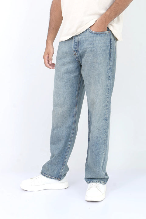 Man J&J Straight Fit Denim Jeans - Dusty Blue