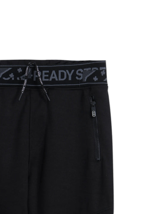 Men Branded Graphic Trouser - Black