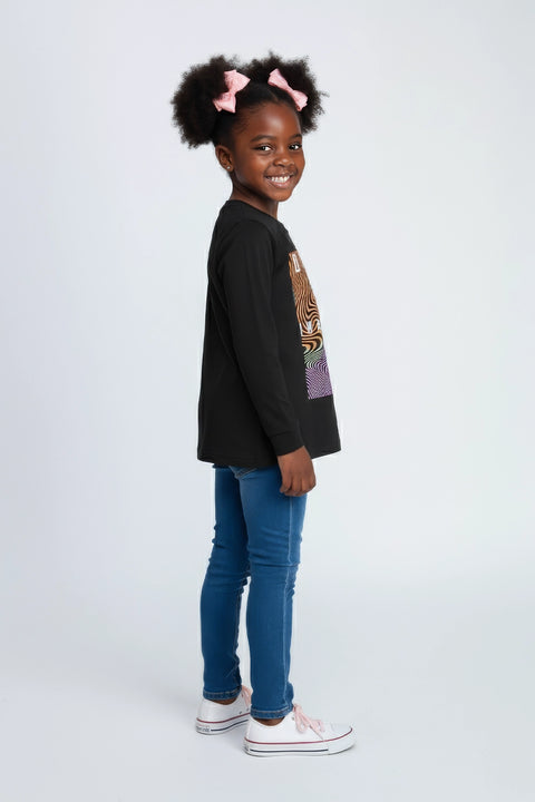 Girls Branded Graphic T-Shirt F/S - Black