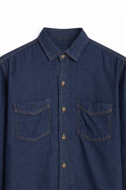 Men Denim Shirt DBP Pocket MDS23-03 - M/Blue