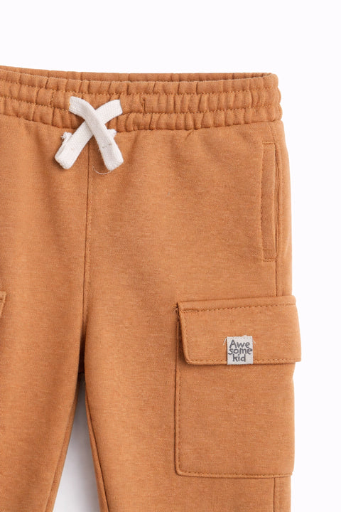 Boys Branded Cargo Fleece Trouser - Camel