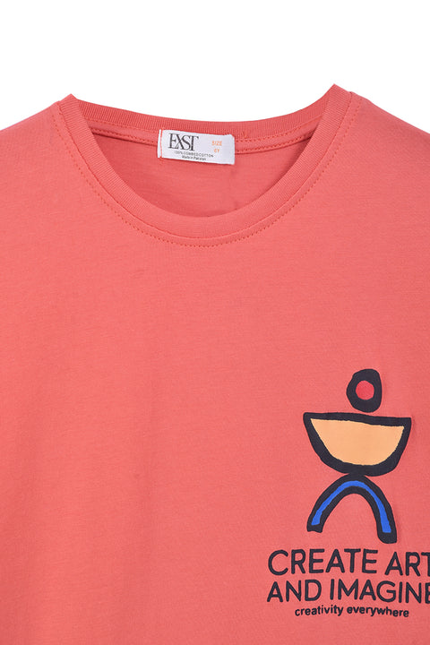 Boys Graphic T-Shirt BT24#36 - Coral Pink