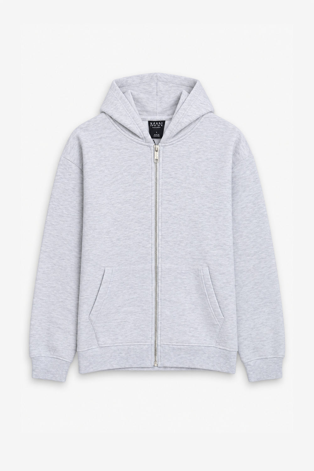Men Branded Zipper Hoodie - Heather Grey