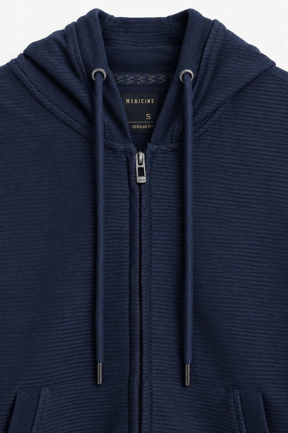 Men Branded Hoodie Zipper - Navy