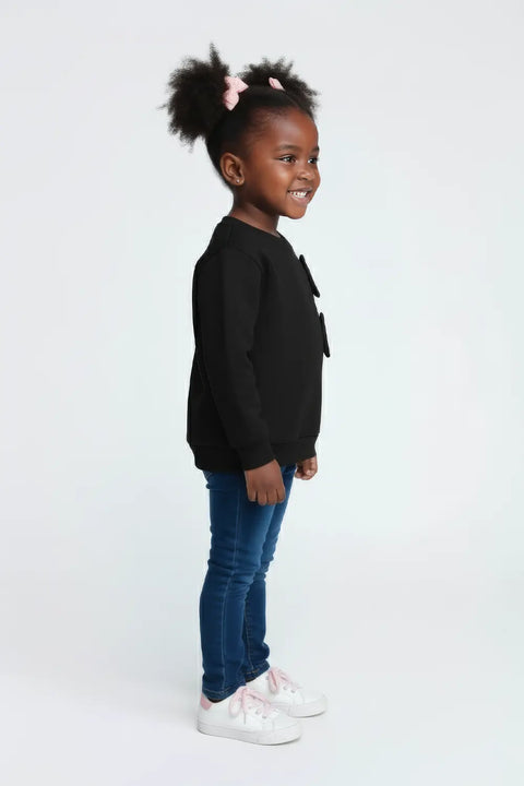 Girls Branded Embellish Sweatshirt - Black