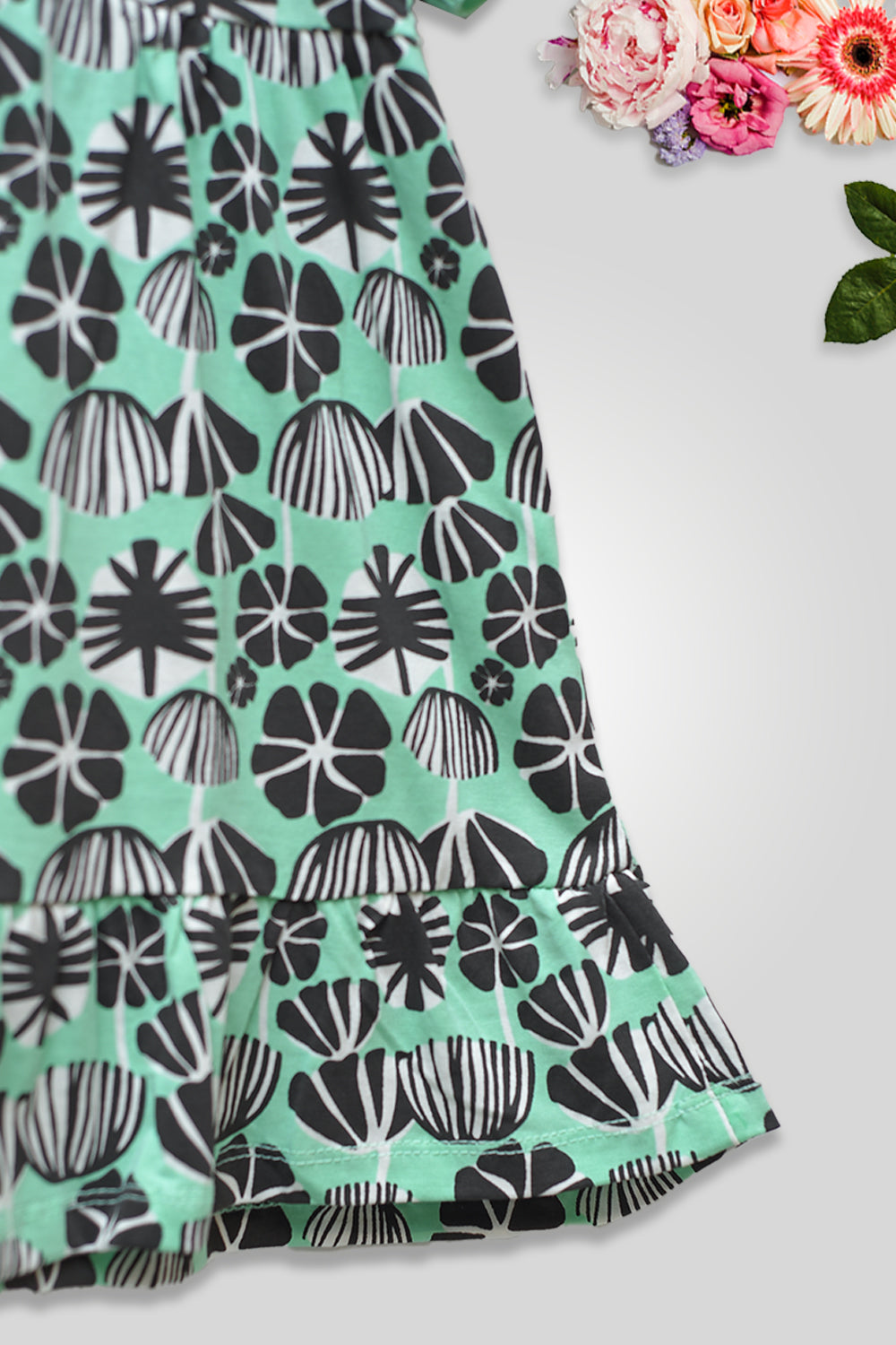Girls Graphic Frock GF03 - L/Green