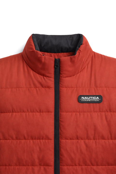 Men Branded Puffer Jacket Sleeveless - Orange