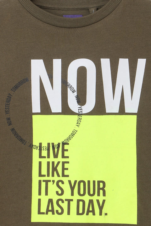 Boy Branded Graphic Tee F/S - Olive