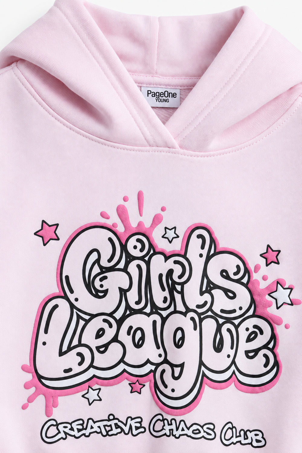 Girls Branded Graphic Pullover Hoodie - Baby Pink