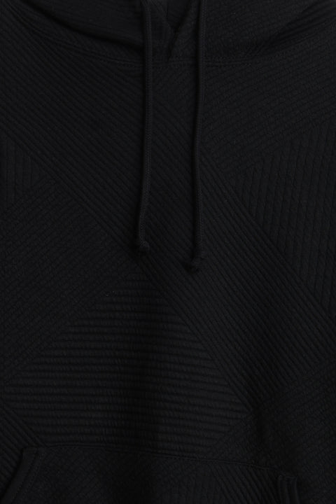 Men Branded Pullover Hoodie - Black