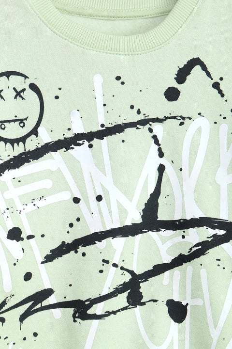 Boys Branded Graphic Sweatshirt - L/Green