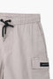 Men Branded Cotton Cargo Shorts - Cream