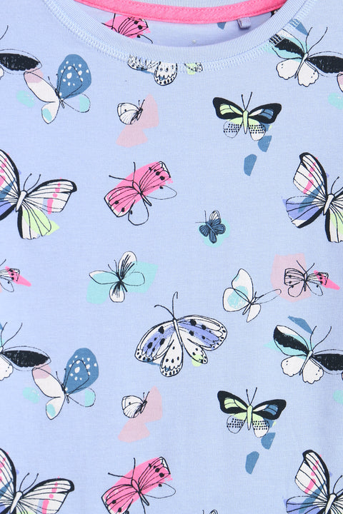 Girls Branded Graphic T-Shirt F/S - Sky Blue