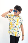 Boys Casual Printed Viscose Shirt - White