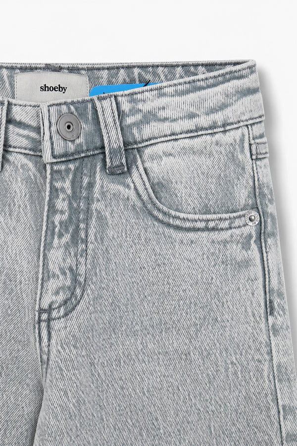 Girls Branded Wide Leg Denim pant - L/Grey