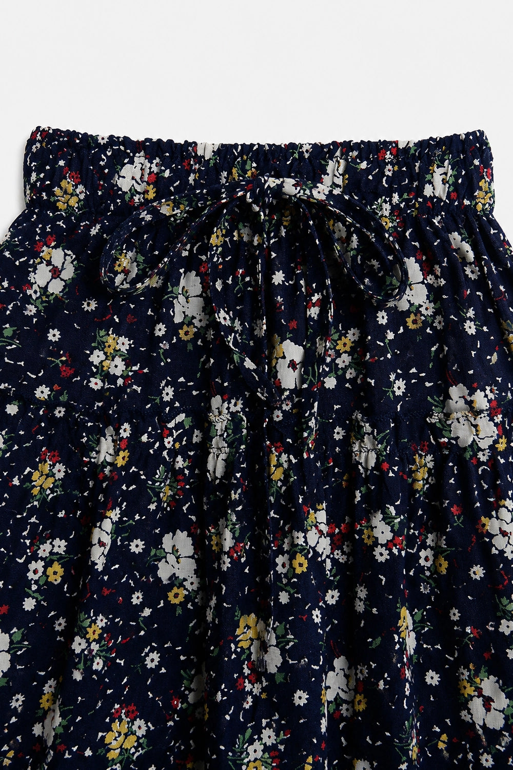 Girls Printed Long Skirt - Navy Blue