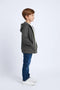 Boys Branded Zipper Hoodie - Olive