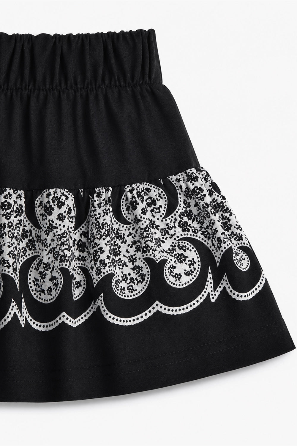 Girls Graphic Linen Mini Skirt - Black