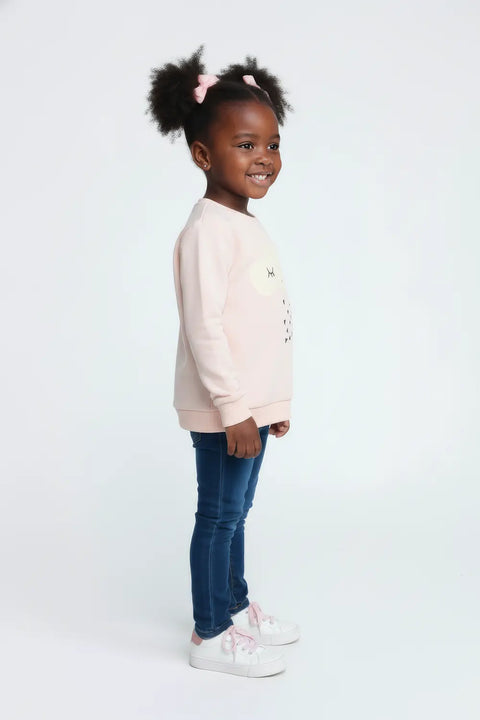 Girls Branded Graphic Sweatshirt - L/Pink