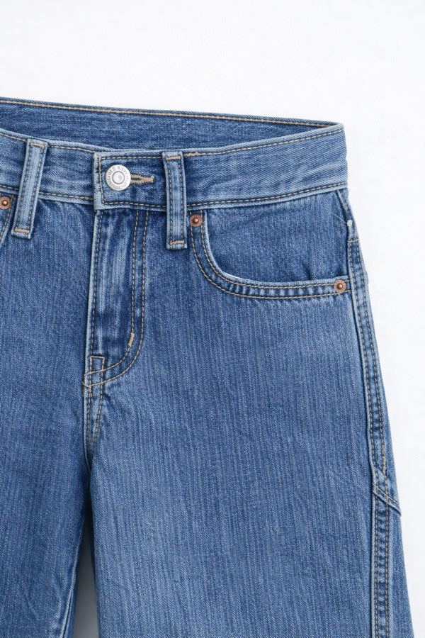 Girls Branded Denim Pant - M/Blue