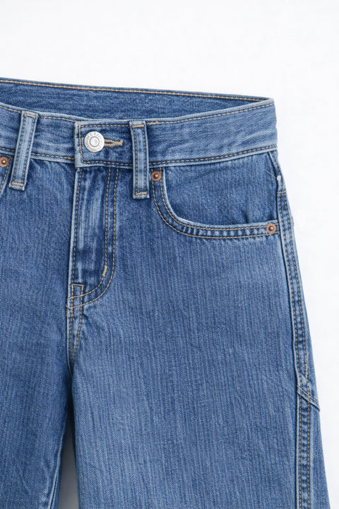 Girls Branded Denim Pant - Ice Blue