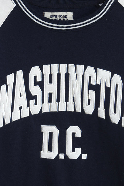 Men Branded Raglan Graphic Sweatshirt - Navy