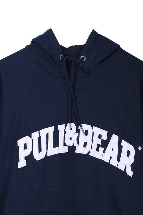 Women Pull & Bear Graphic Hoodie Sweatshirt - Navy