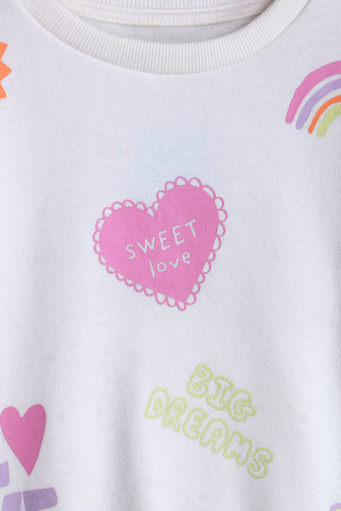 Girls Branded Graphic Sweatshirt - White