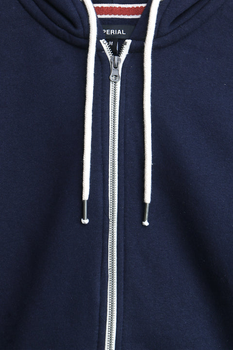 Men Branded Zipper Hoodie - Navy