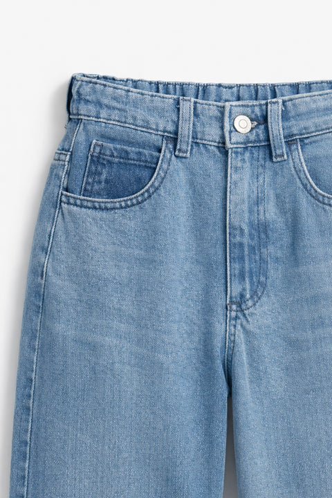 Girls Branded Wide Leg Jeans  - L/Blue