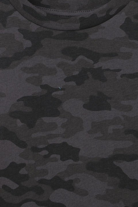 Boy Branded Camouflage Tee F/S - Black