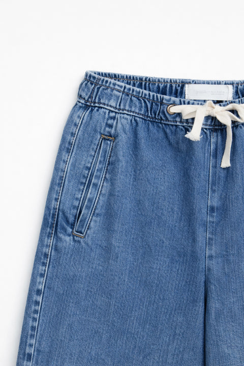 Women's Branded Wide Leg Jeans - M/Blue