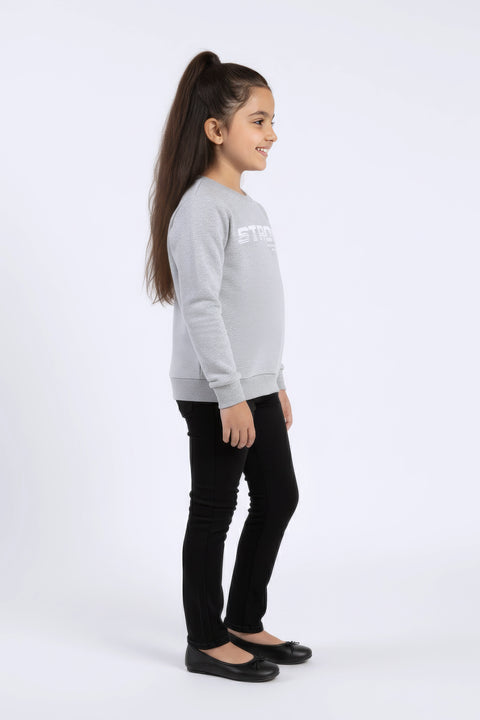Girls Branded Graphic Sweatshirt - Grey