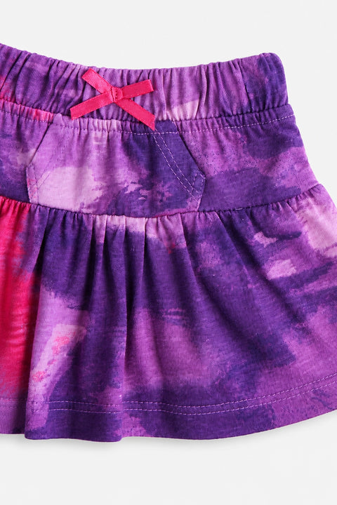 Girls Graphic Cotton Mini Skirt - Purple