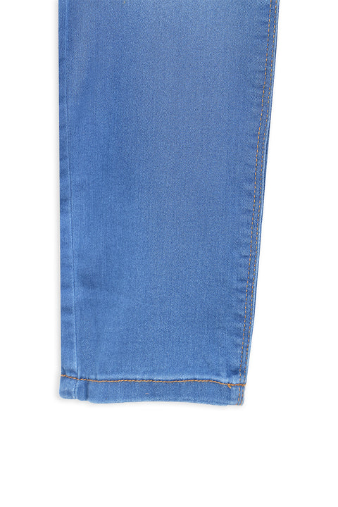 Women's Branded Denim Pant - Sky Blue