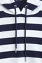 Women Branded Stripes Hoodie - Navy And White
