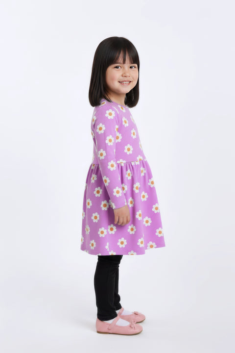Girl Branded Graphic Frock - Purple