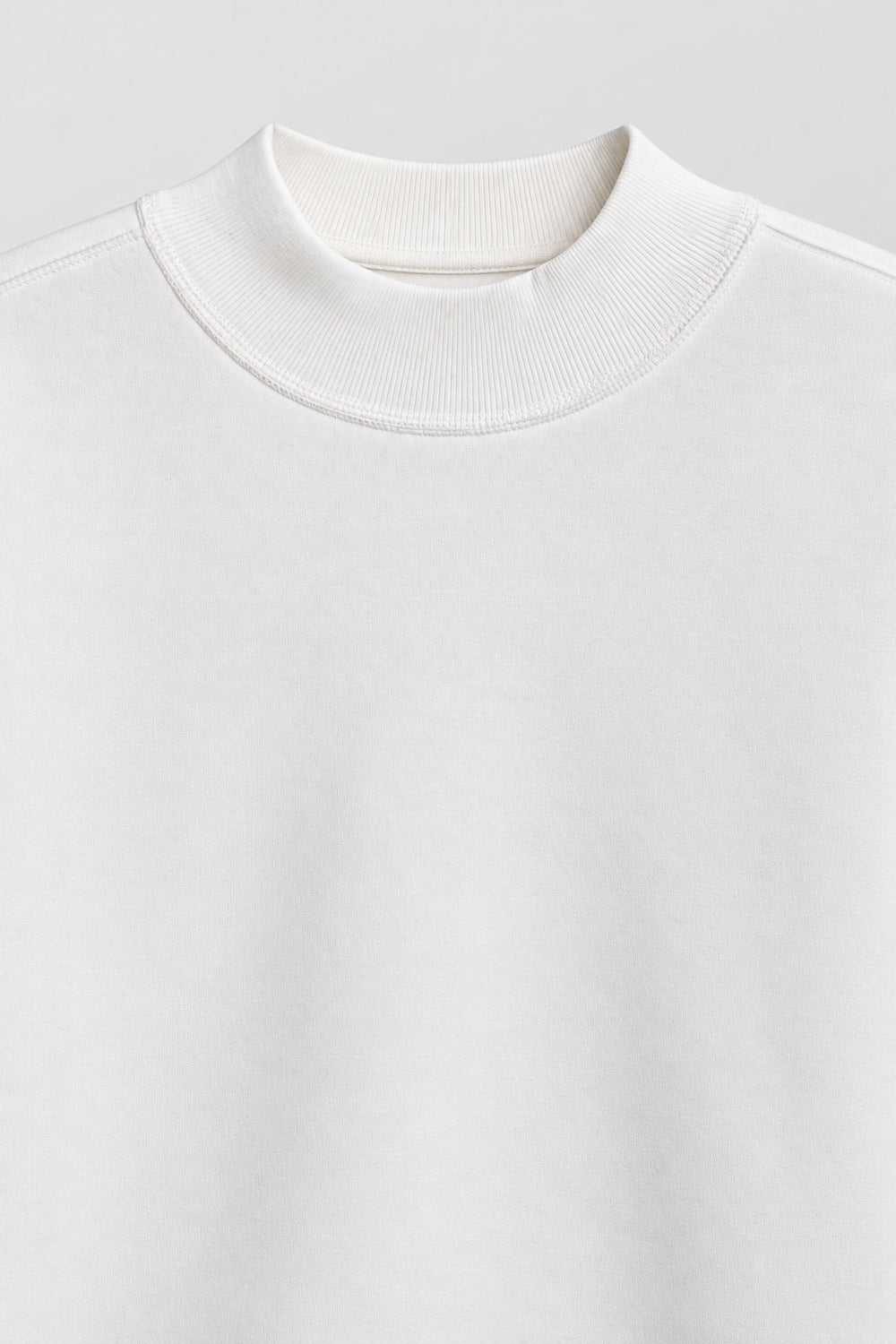 Men Branded Fleece High Neck - White