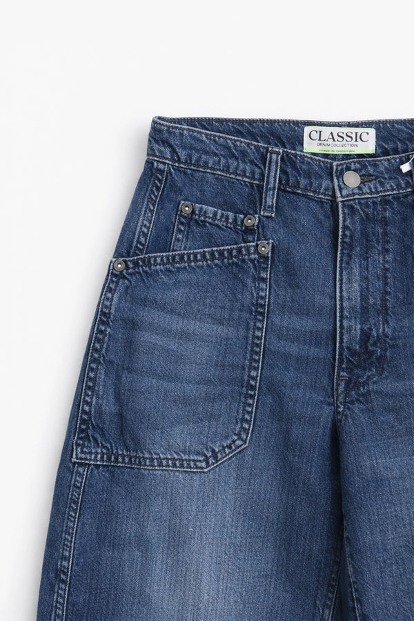 Women's Branded Wide Leg Jeans - M/Blue
