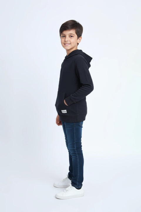 Boys Branded Pullover Hoodie - Navy