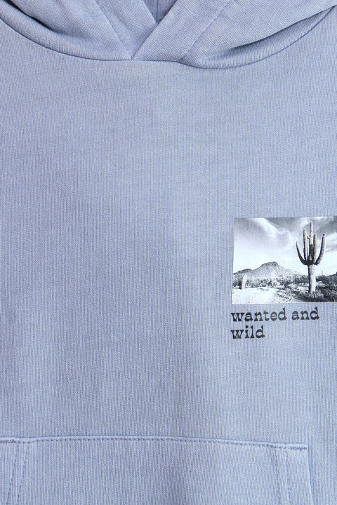 Boys Branded Pullover Hoodie - Sky Blue