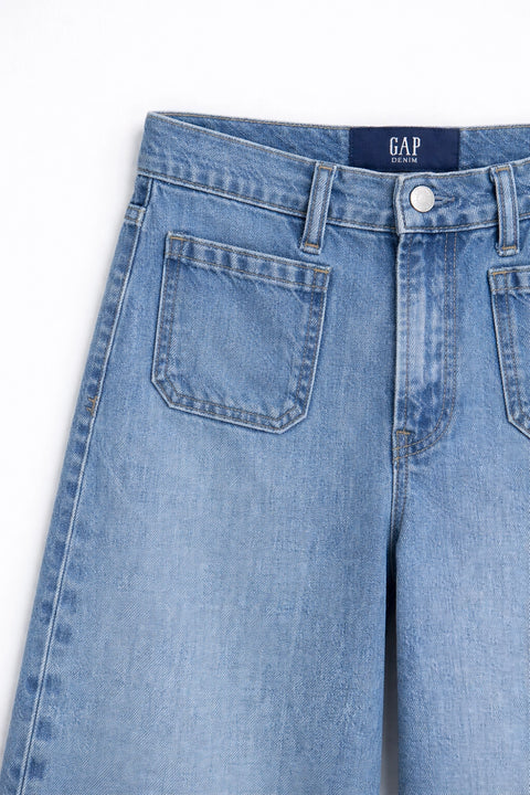 Women's Branded Wide Leg Jeans - BLUE