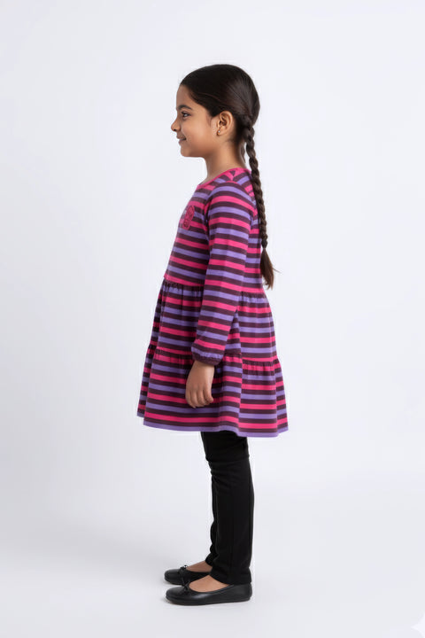 Girl Branded Graphic Frock - Multi