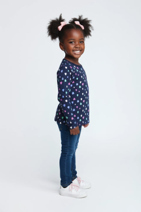 Girls Branded Graphic T-Shirt F/S - Navy